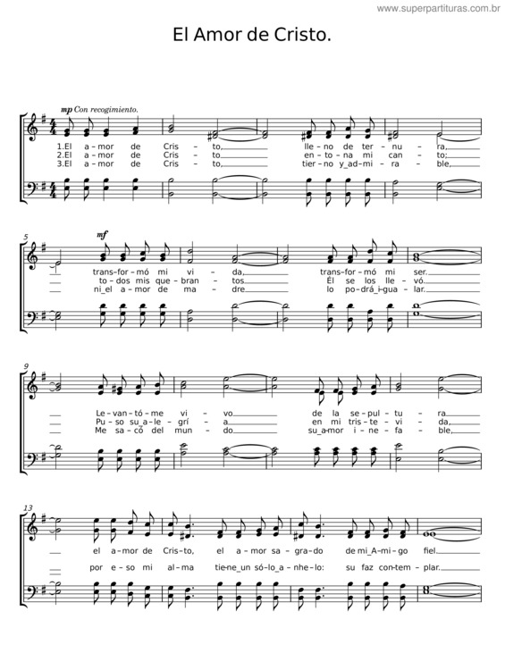 Partitura da música El Amor De Cristo v.2