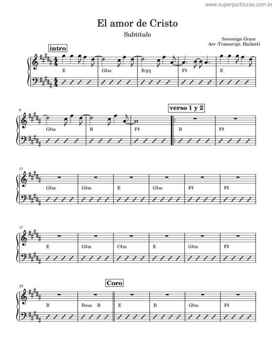 Partitura da música El Amor De Cristo v.3