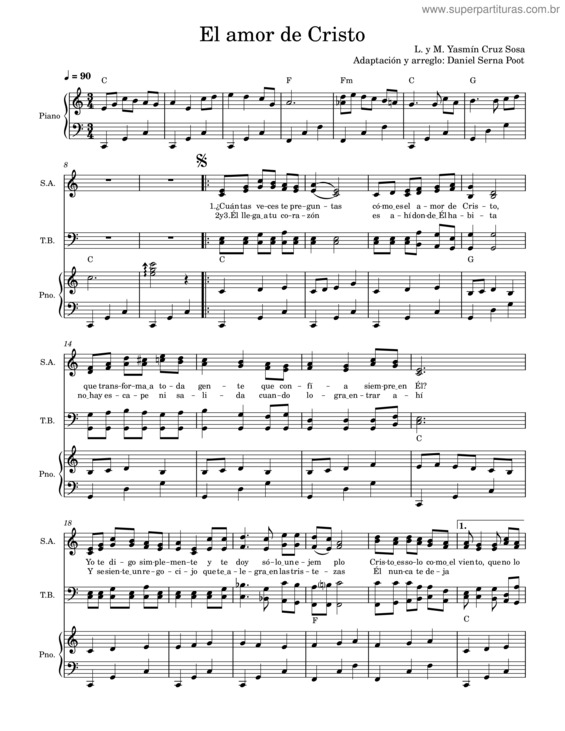Partitura da música El Amor De Cristo