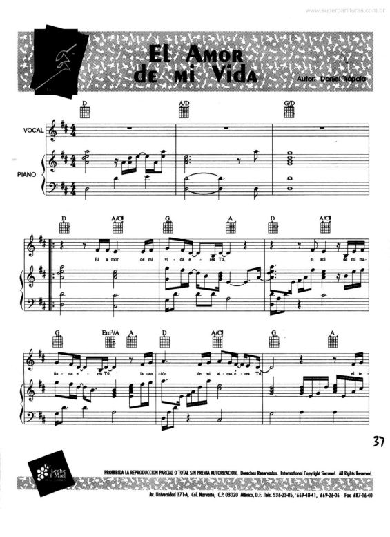 Partitura da música El Amor de Mi Vida