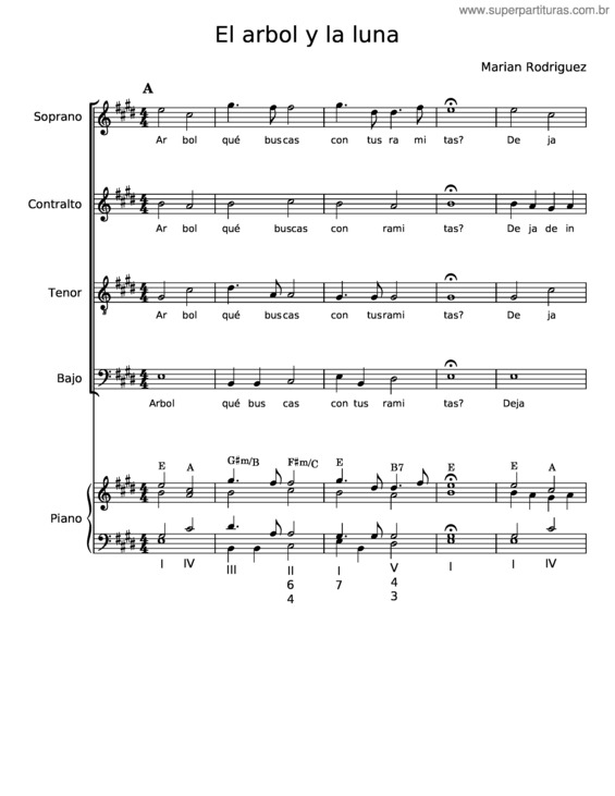Partitura da música El Arbol Y La Luna – Marian Rodriguez