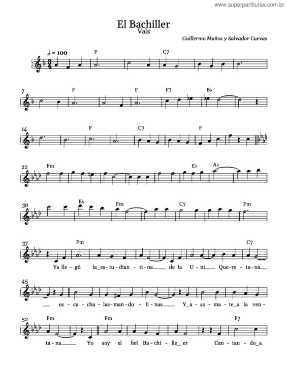 Partitura da música El Bachiller
