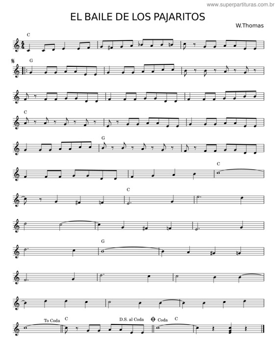 Partitura da música El Baile De Los Pajaritos – W. Thomas
