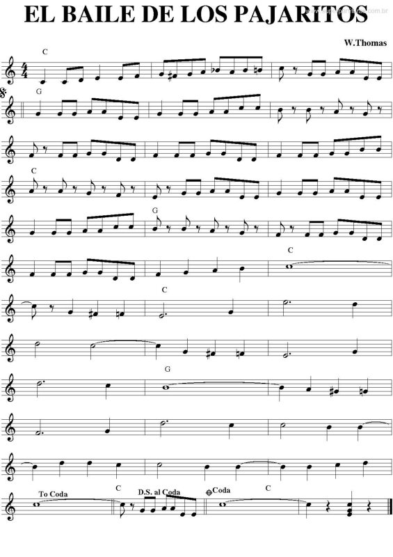 Partitura da música El Baile de los Pajaritos