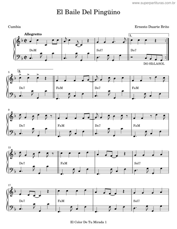 Partitura da música El Baile Del Pingüino – Ernesto Duarte Brito
