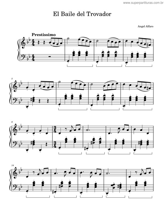 Partitura da música El Baile Del Trovador