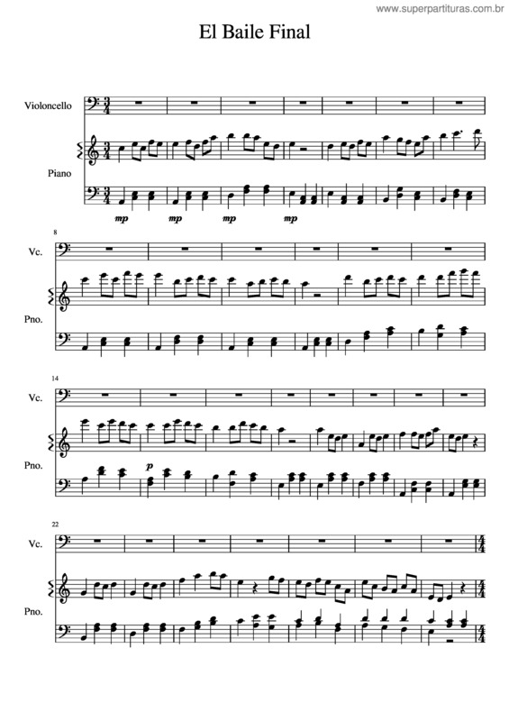 Partitura da música El Baile Final