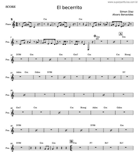 Partitura da música El Becerrito v.2