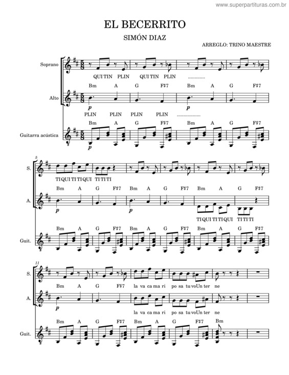 Partitura da música El Becerrito