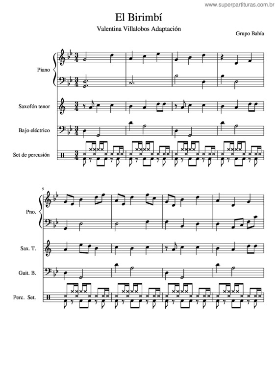 Partitura da música El Birimbí Valentina