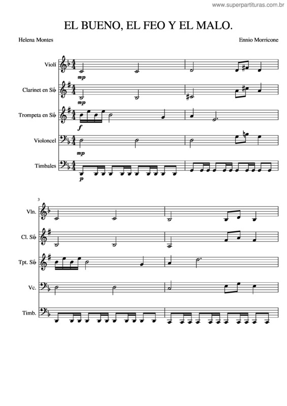 Partitura da música El Bueno El Feo Y El Malo