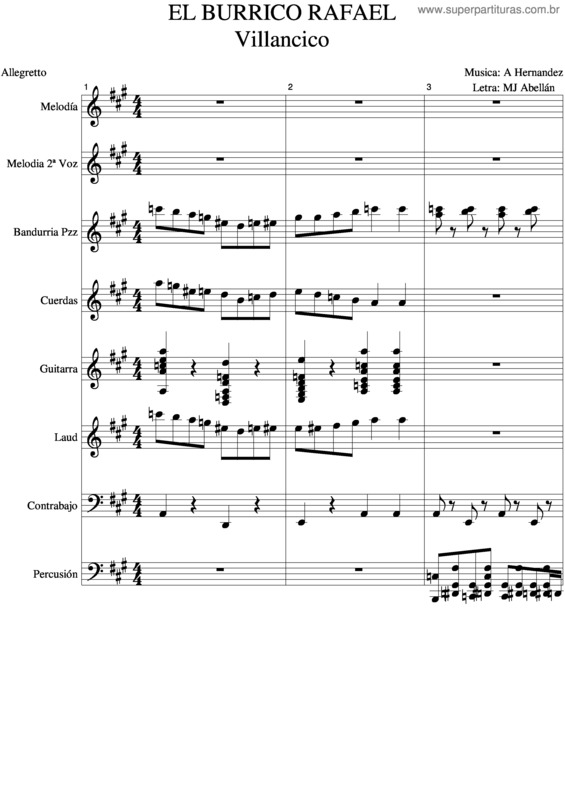 Partitura da música El Burrico Rafael