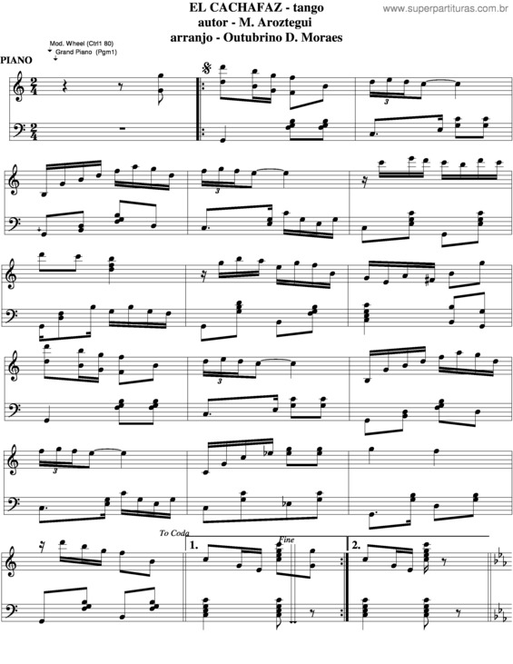 Partitura da música El Cachafaz