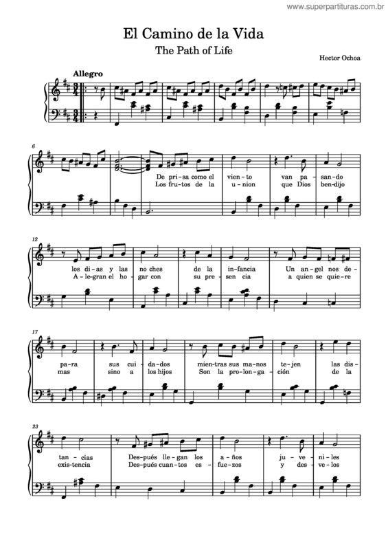 Partitura da música El Camino De La Vida