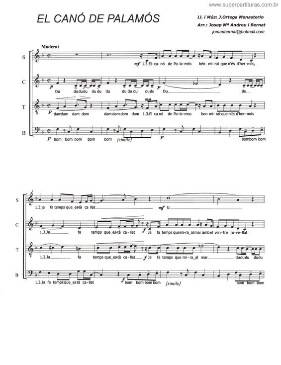 Partitura da música El Canó De Palamós