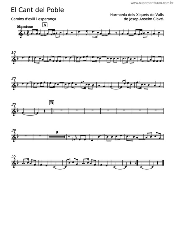Partitura da música El Cant Del Poble – Josep Anselm Clavé I Amadeu Vives