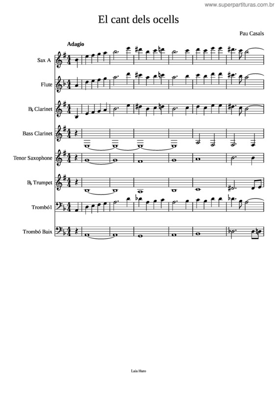 Partitura da música El Cant Dels Ocells – Musica Per La Llibertat