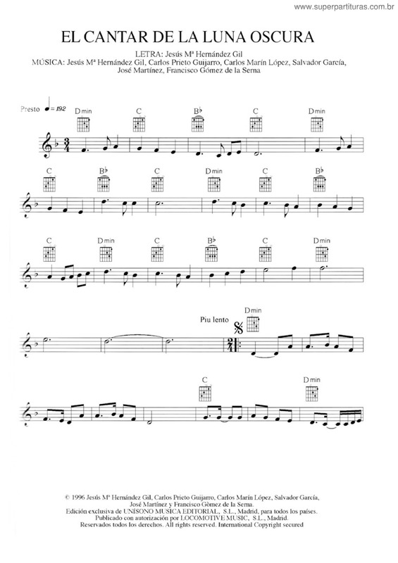 Partitura da música El Cantar De La Luna Oscura