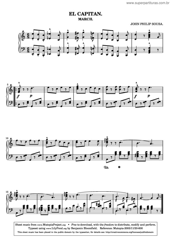 Partitura da música El Capitan (March)