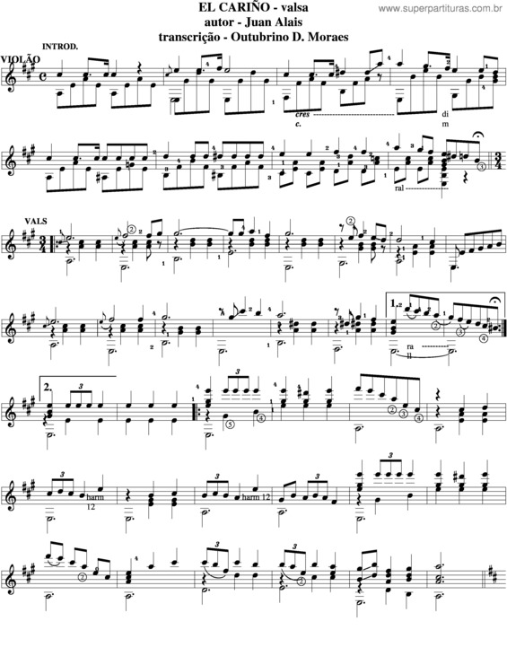 Partitura da música El Cariño