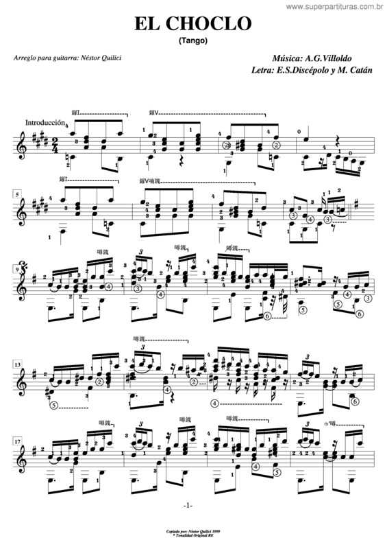 Partitura da música El Choclo v.3