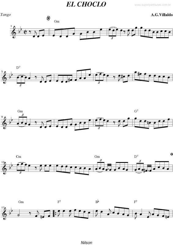 Partitura da música El Choclo