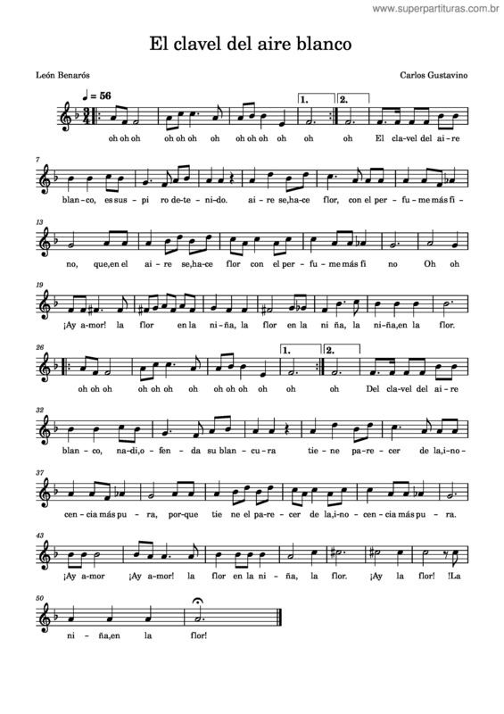 Partitura da música El Clavel Del Aire Blanco