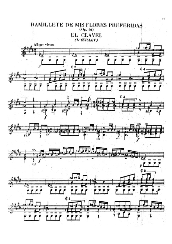 Partitura da música El Clavel