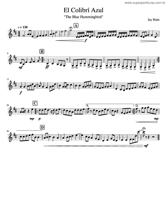 Partitura da música El Colibrí Azul