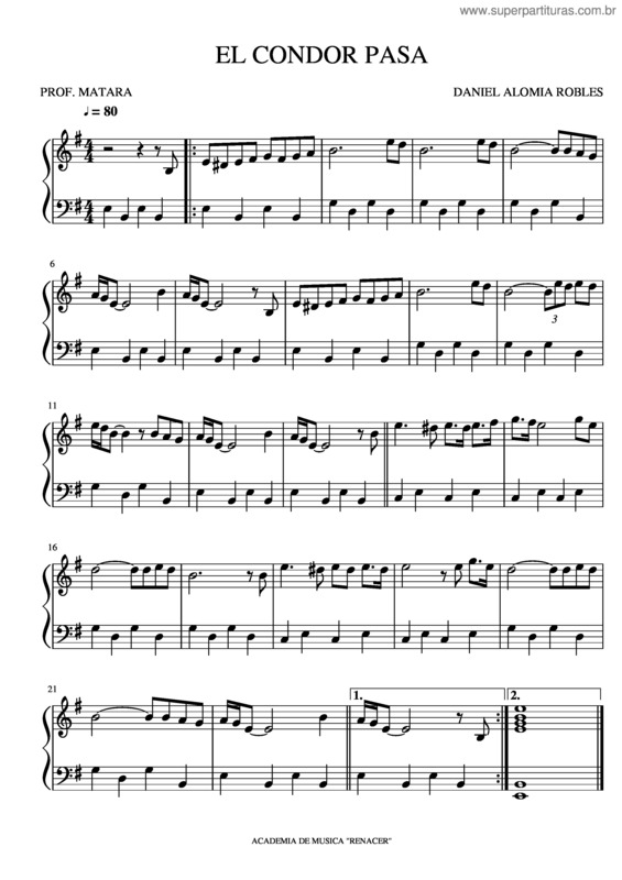 Partitura da música El Condor Pasa v.11
