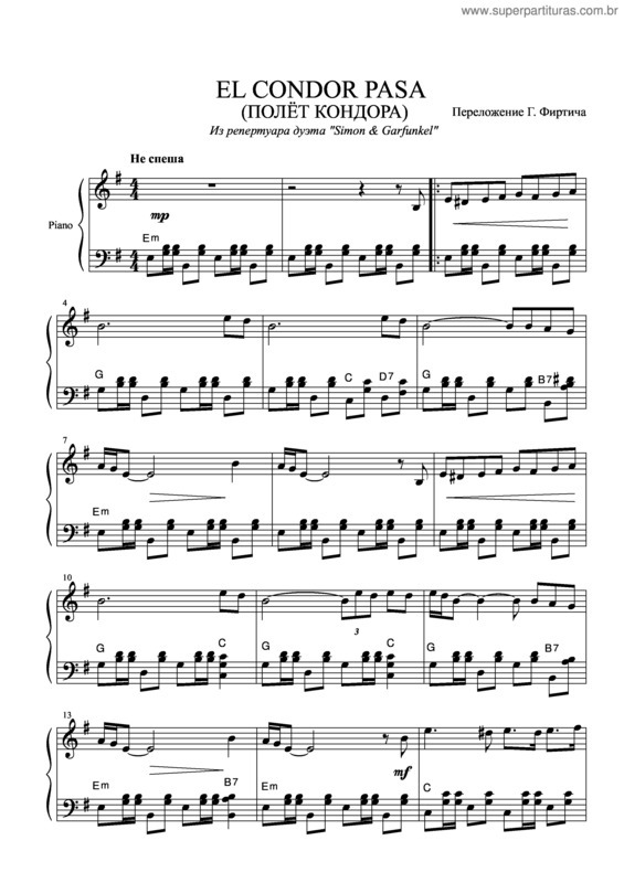 Partitura da música El Condor Pasa v.3