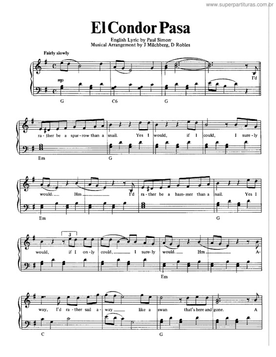 Partitura da música El Condor Pasa v.4