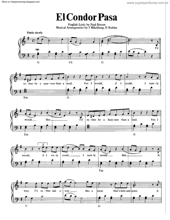 Partitura da música El Condor Pasa v.5