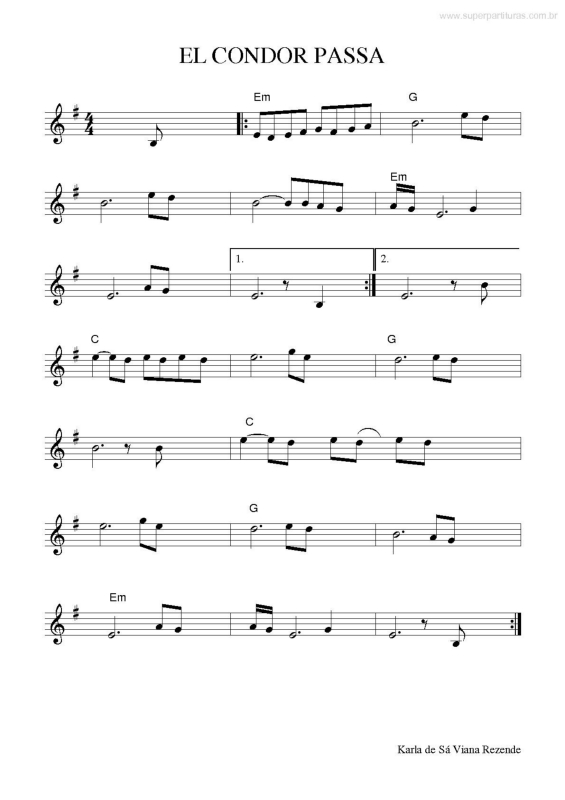 Partitura da música El Condor Pasa