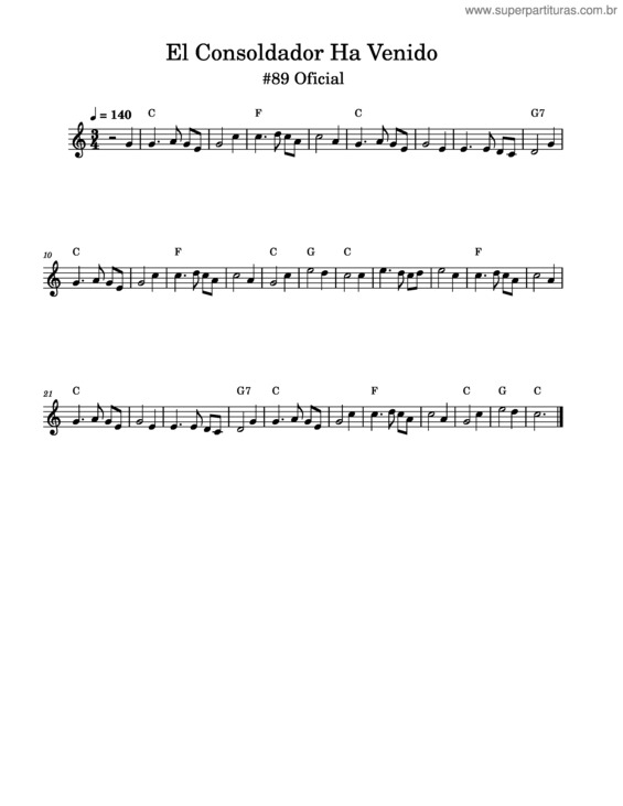 Partitura da música El Consolador Ha Venido #89 Ofiical