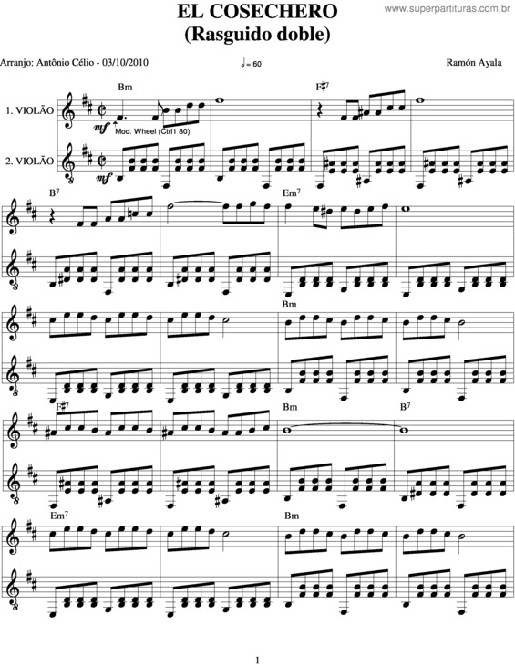 Partitura da música El Coschero