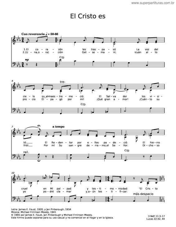 Partitura da música El Cristo Es – James E Faust