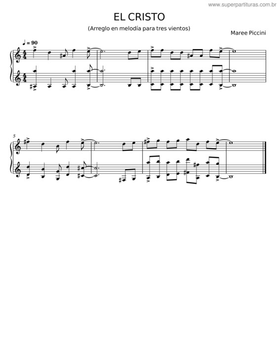 Partitura da música El Cristo