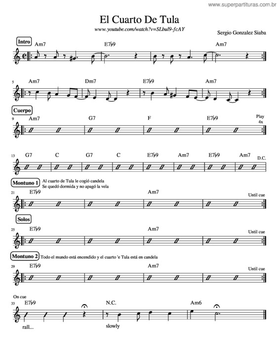 Partitura da música El Cuarto De Tula v.2