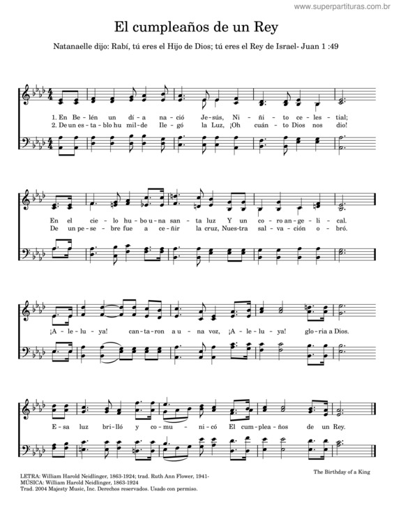 Partitura da música El Cumpleaños De Un Rey – William Harold Neidlinger