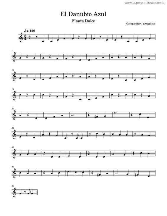 Partitura da música El Danubio Azul – Elkinflauta