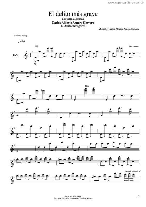 Partitura da música El Delito Más Grave