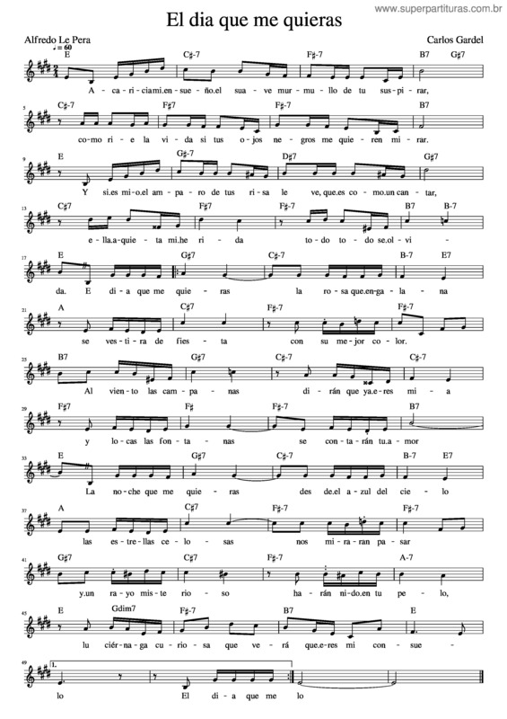 Partitura da música El Día Que Me Quieras / Carlos Gardel