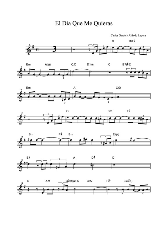 Partitura da música El Dia Que Me Quieras v.10