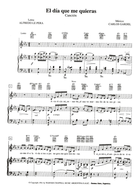 Partitura da música El Dia Que Me Quieras v.11