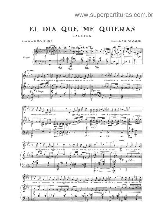 Partitura da música El Dia Que Me Quieras v.12