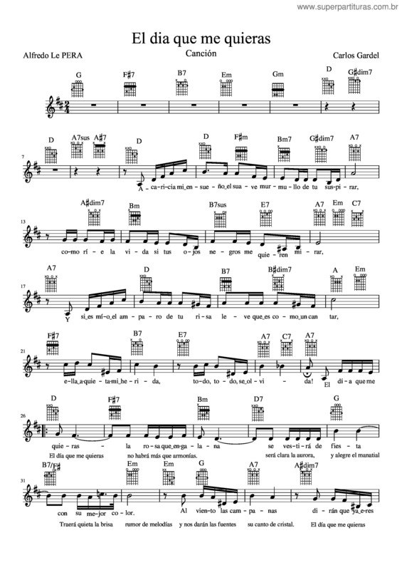 Partitura da música El Dia Que Me Quieras v.15
