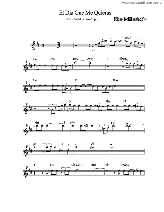 Partitura da música El Dia Que Me Quieras v.3