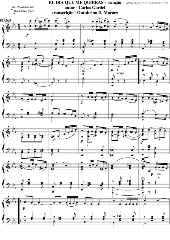 Partitura da música El Dia Que Me Quieras v.6