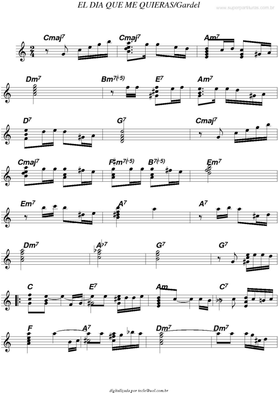 Partitura da música El Dia Que Me Quieras